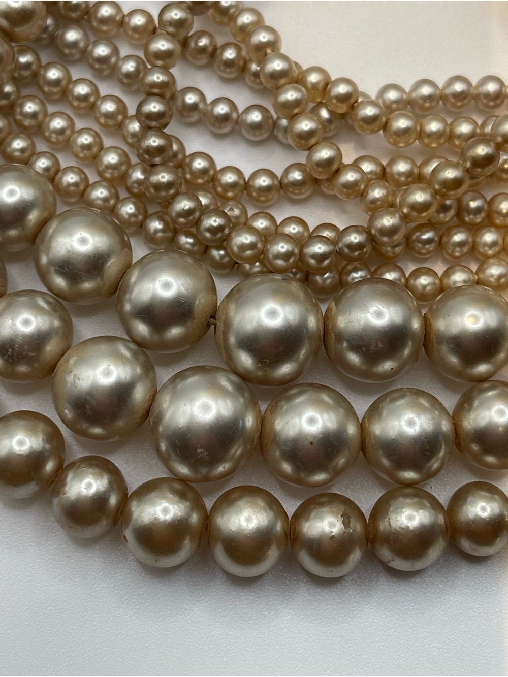 Miriam Haskell Multi-Strand Champagne Pearl Necklace - Picture 3 of 7